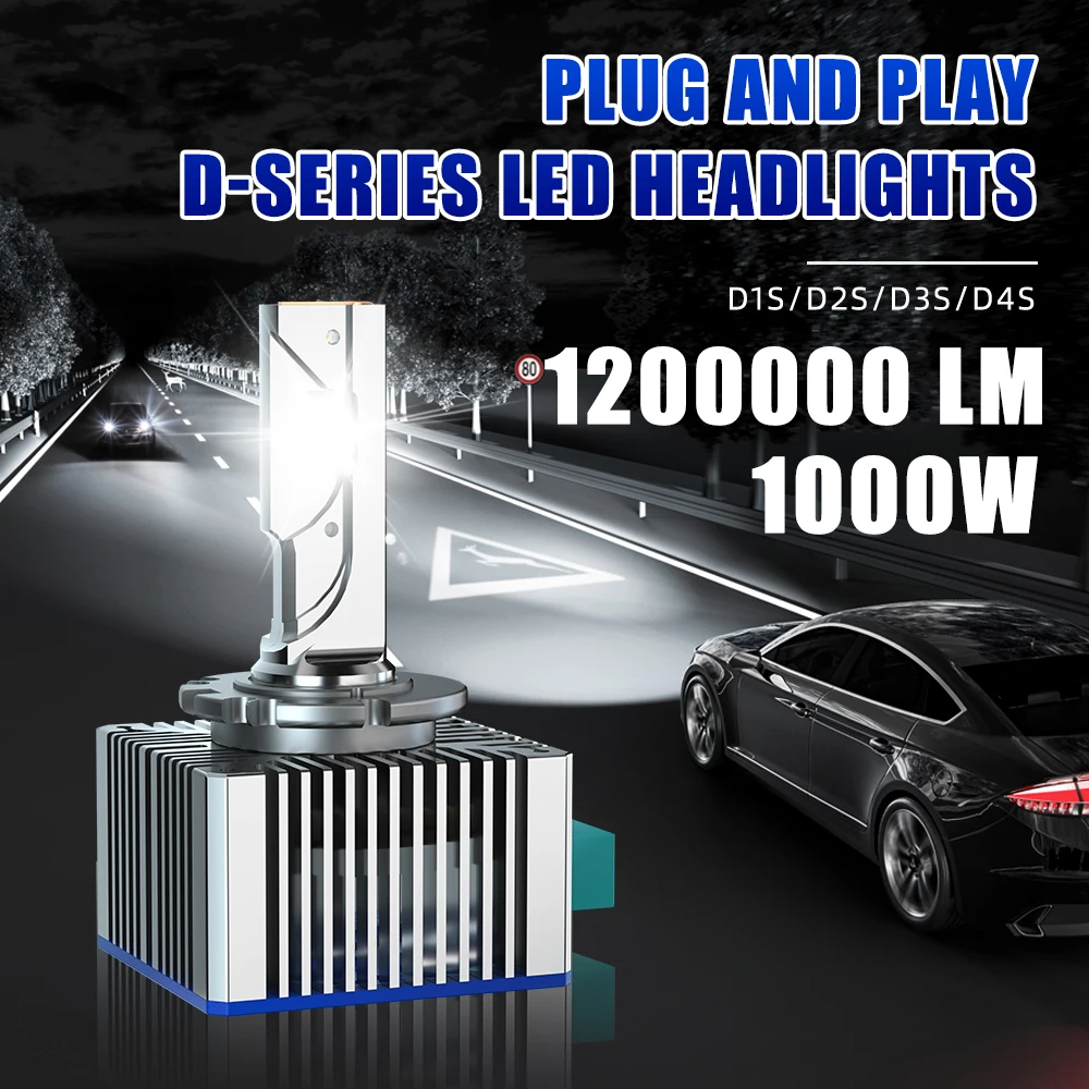 D1S Led Headlight D3S Lampadine Canbus Csp D4S D5S D2S D8S Led 1200000Lm 1000W Super Bright D1R D4R D2R D3R D Series Lampadina Per Auto 2 Pezzi