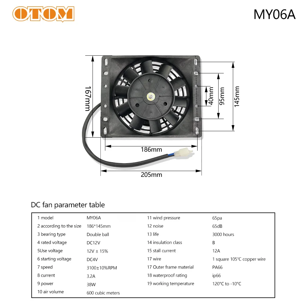 Motorcycle Accessories 6 Inch DC 12V 38W Radiator Cooling Fan and Electric Oil Cooler Mounting Bracket For AVANTIS MOTOLAND KAYO