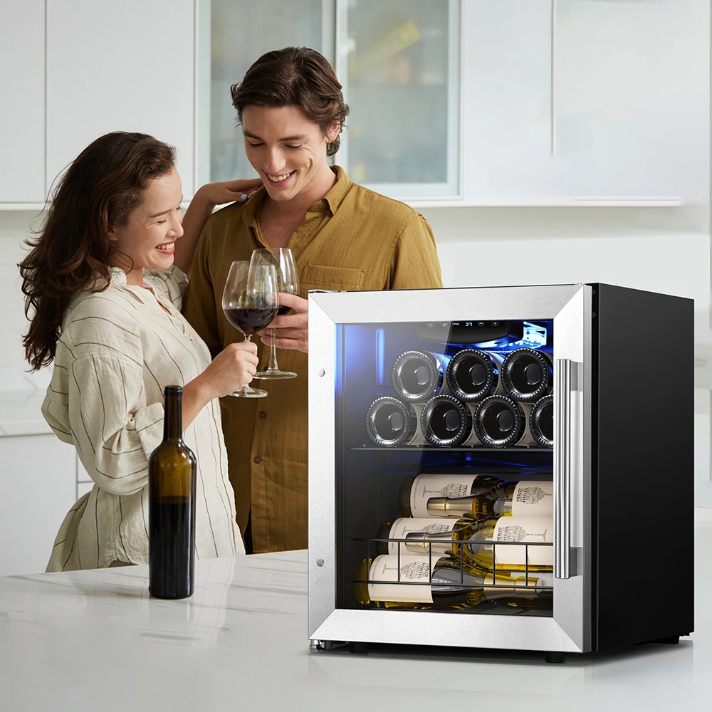 Yeego 12 Bottle Wine Refrigerator - Freestanding Mini Cooler with UV-Resistant Glass and Temperature Control for Home Storage 6