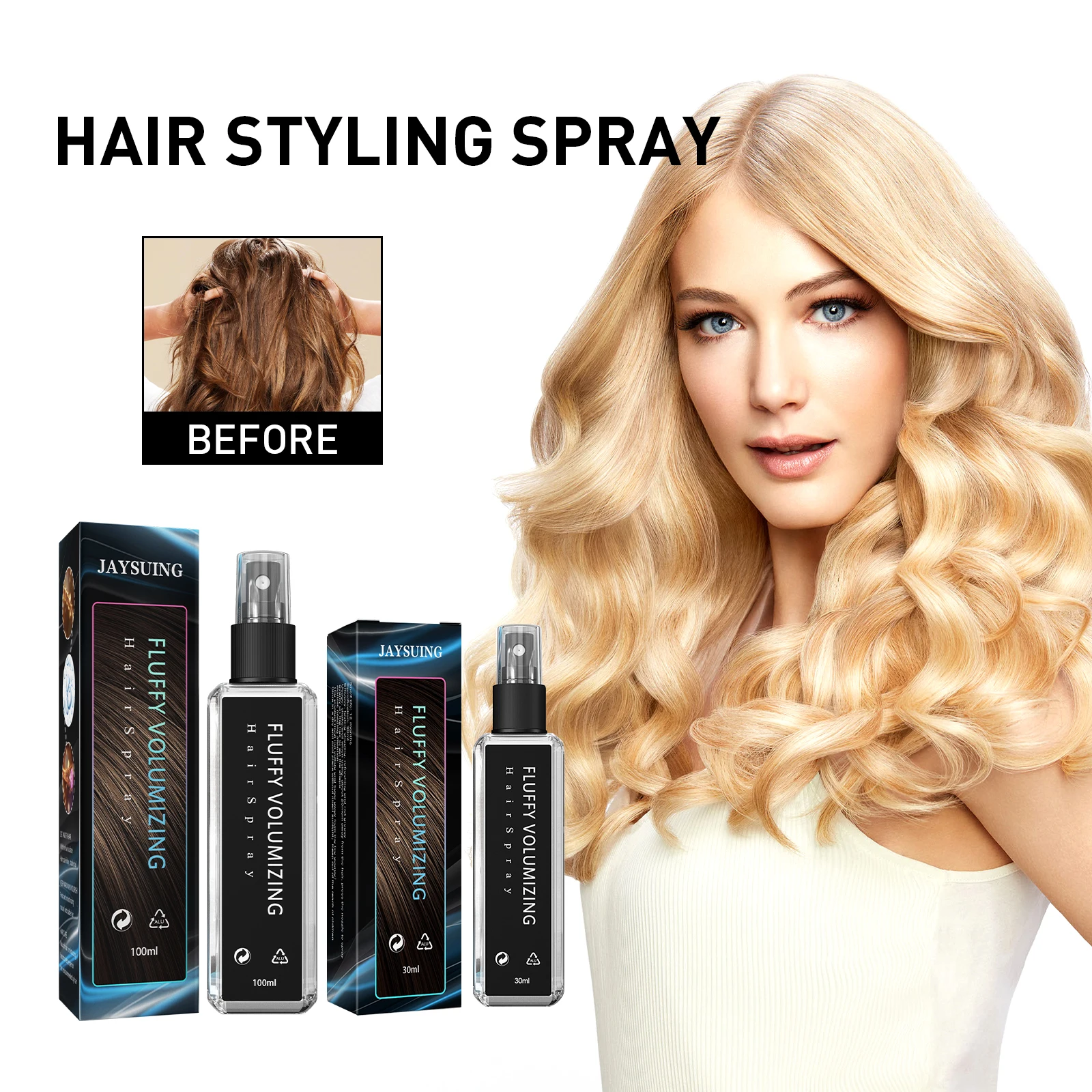 Jaysuing Beauty Hair Styling Spray Repair Damage Light Fluffy Fragrance Styling Moisturizing Elastic Volumizing Hair Spray