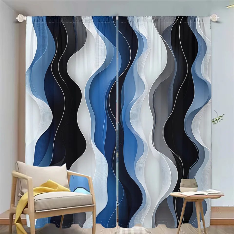 Modern Wave 3D Pattern Curtains for Home Decor