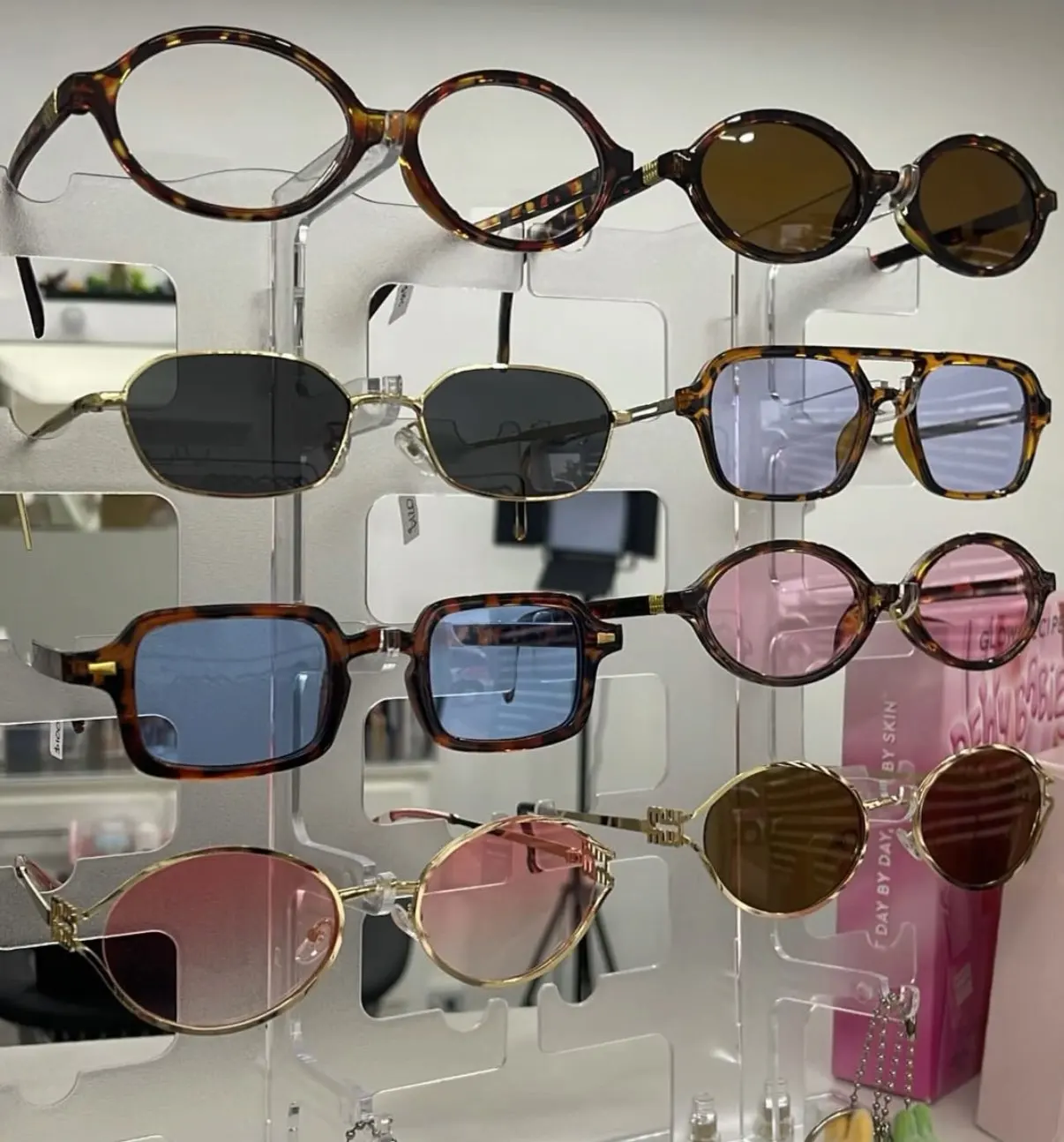 Vintage Square Sunglasses - Small Frame Retro Rivet Mirror Shades photo review