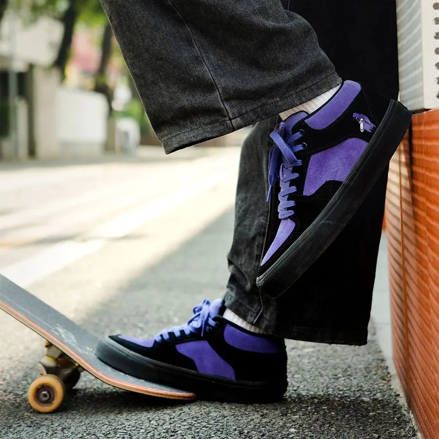 Joiints Purple Skateboarding Shoes for Men Athletic Sneaker Mid Top Anti-slip Casual Soft Leather Lace-up Breathable Tennis 2