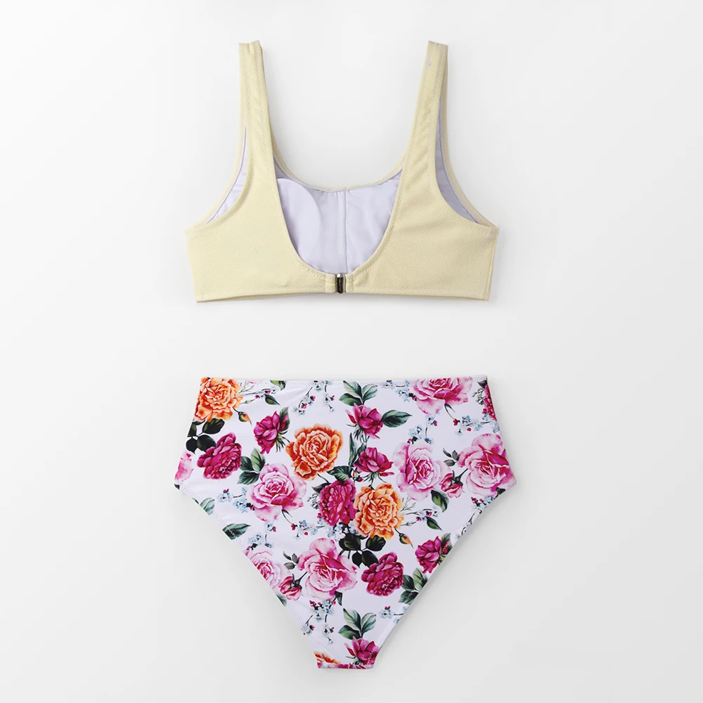 Cupshe Underwire Push Up Textured High Waist Bikini Set Swimsuit For