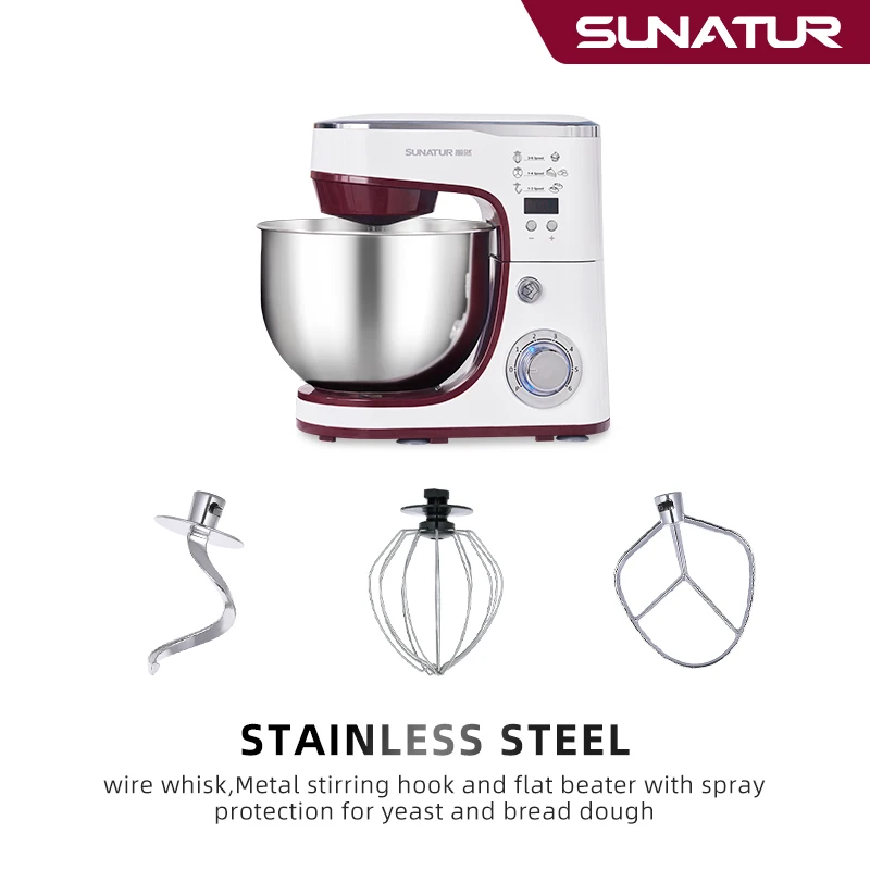 SUNATUR Kneader 5.5L Flour Dough Machine 110V/220V Stand Mixer 1300W Electric Pastry Blender Kitchen Machines Kneading 6