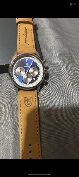 POEDAGAR Luxury Man Watch Waterproof Chronograph Luminous Quartz Leather Sports Watch photo review