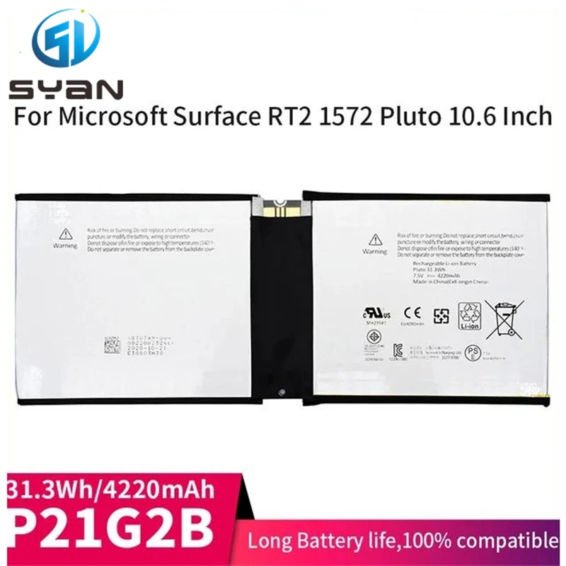 

SYan 1572 Table Computer Battery For Samsung Sdi Microsoft Surface Rt 2 3 Rt2 3 Laptop Battery P21G2B 7.5v 31.3wh