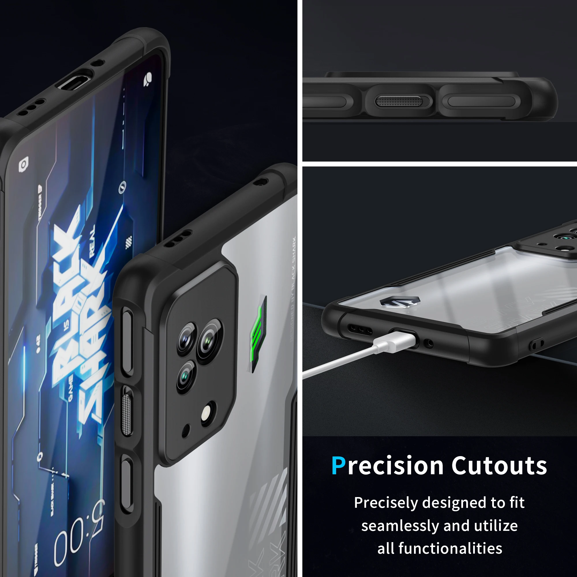 ZSHOW Case for Xiaomi Black Shark 5 5 Pro Case Slim Thin Heat Dissipation Clear Soft TPU ShockProof  with Tempered Glass