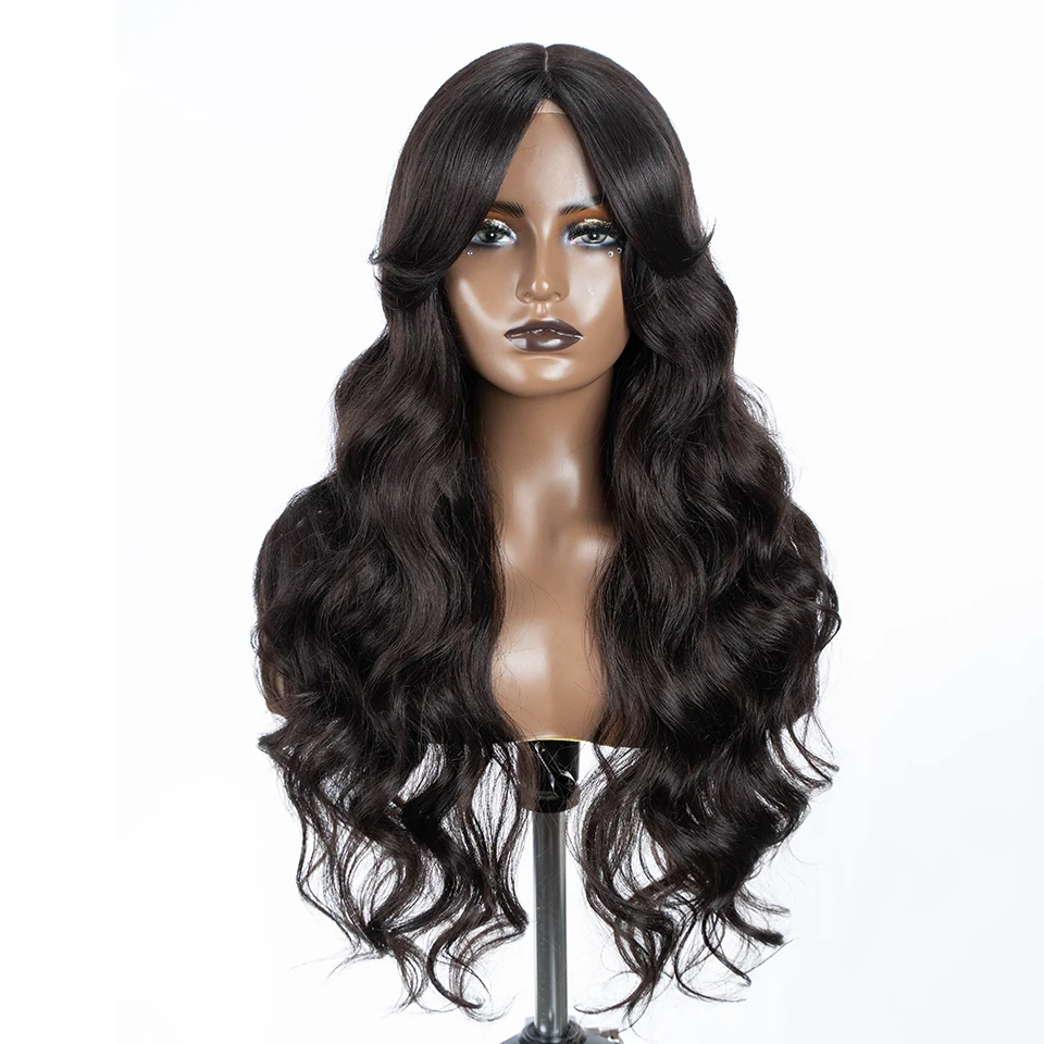 Synthetic Lace Wigs Black Women Long 28 inch Body Wave Wavy Middle Part Lace Wig Ombre Blonde Brown Cosplay Wigs lace front wig