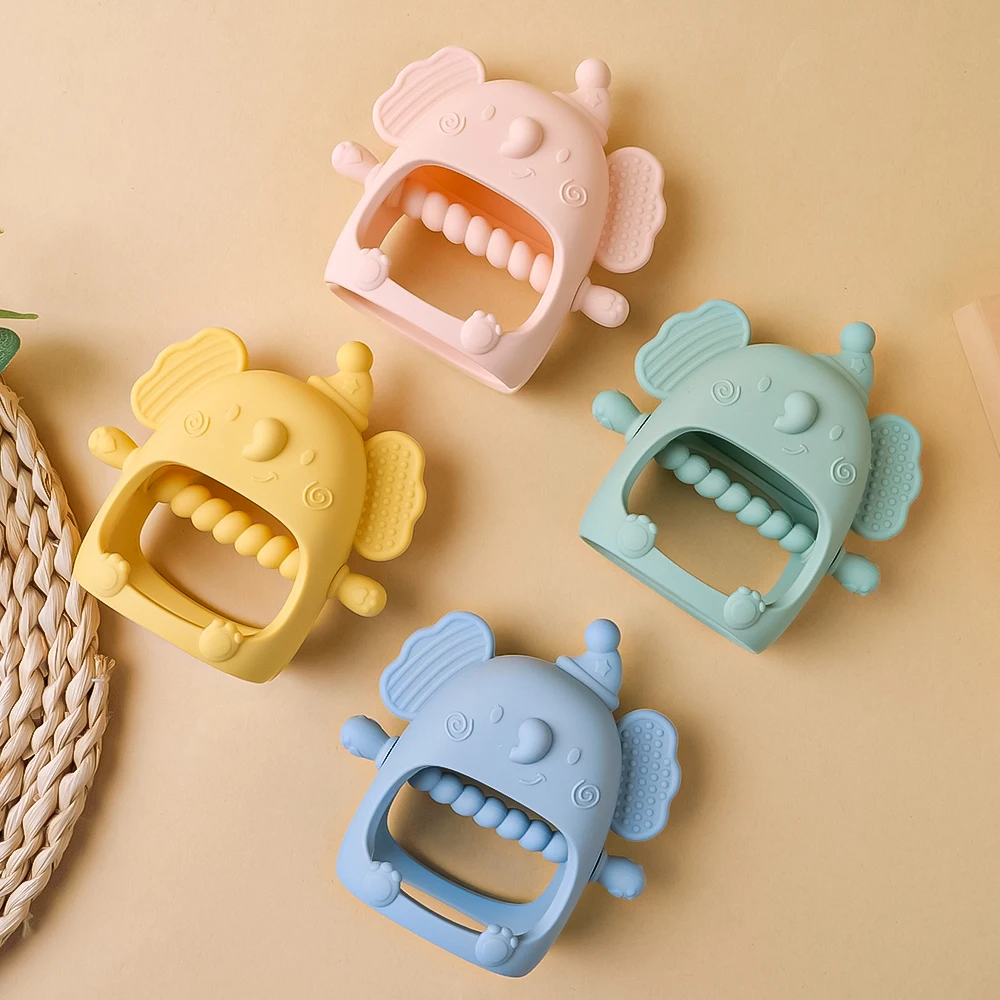 TYRY.HU Baby Silicone Teether Toys Cute Elephant Shape Teether Gum Pain Relief Teether Toys Children Sensory Puzzle Toys