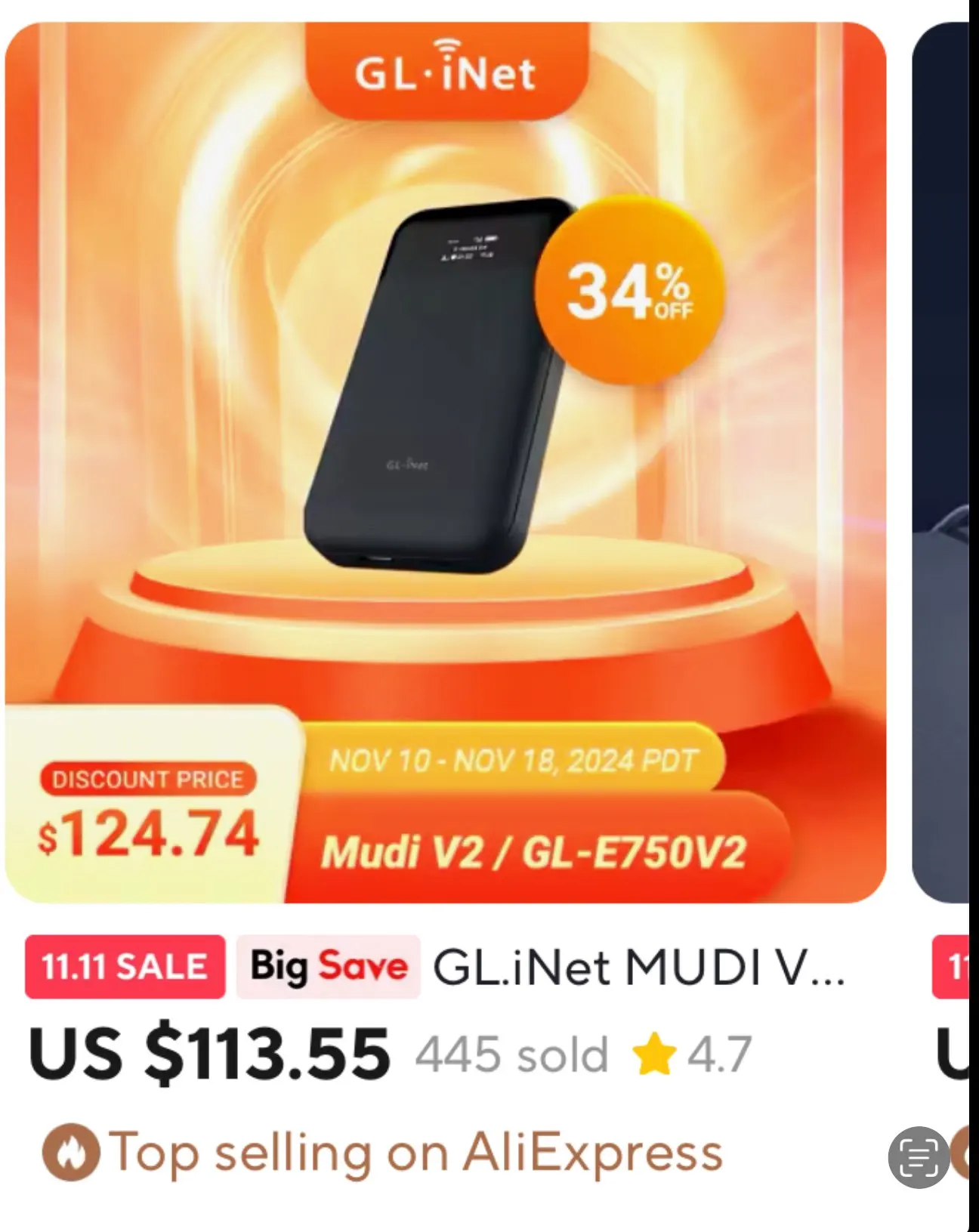 GL.iNet MUDI V2 (GL-E750V2) 750Mbps 1TB Max MicroSD with OpenWrt