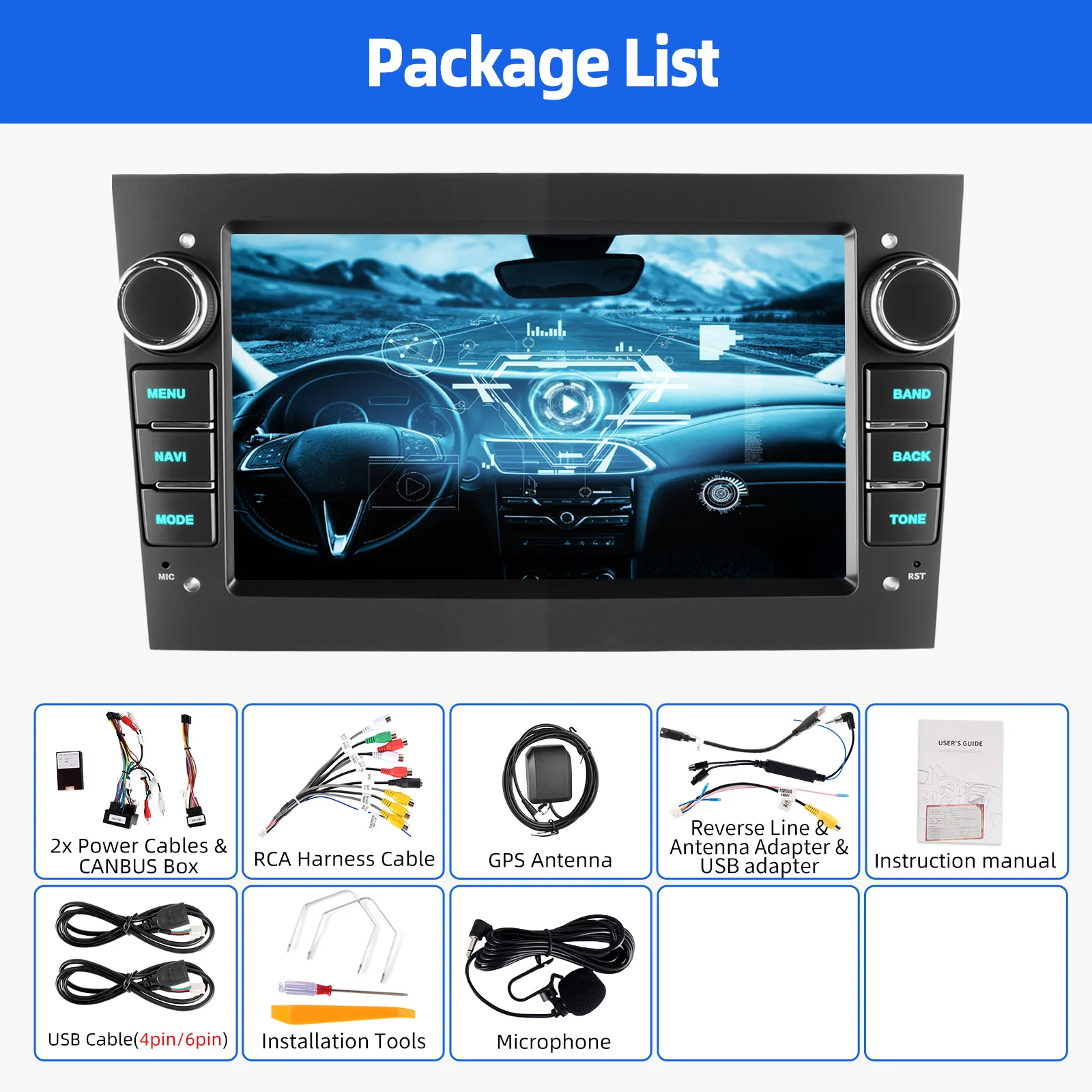 ESSGOO Autoradio Android 15 7" 4+64G für Opel/Vauxhall Corsa D Astra H Zafira Combo Signum CarPlay GPS Navigation Android Auto WiFi RDS FM Bluetooth Mirror Link Touchscreen Lenkradsteuerung Sechs Tasten 7 Farben – Detail 20