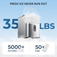 SIMZLIFE Nugget Ice Maker Countertop,34lbs Per Day,Portable Ice Maker Machine with with Basket and Scoop, Self-Cleaning ,Silver 2