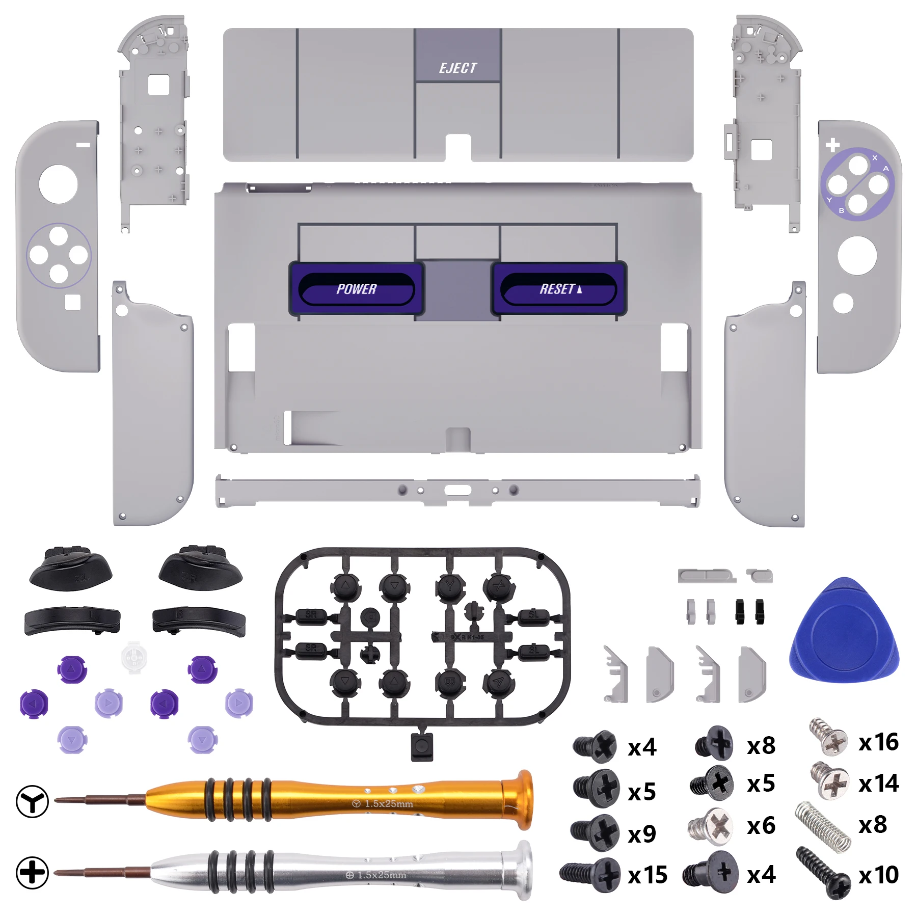 Placa Traseira de Substituição, Metal Kickstand, Joycon Habitação, Botões para OLED