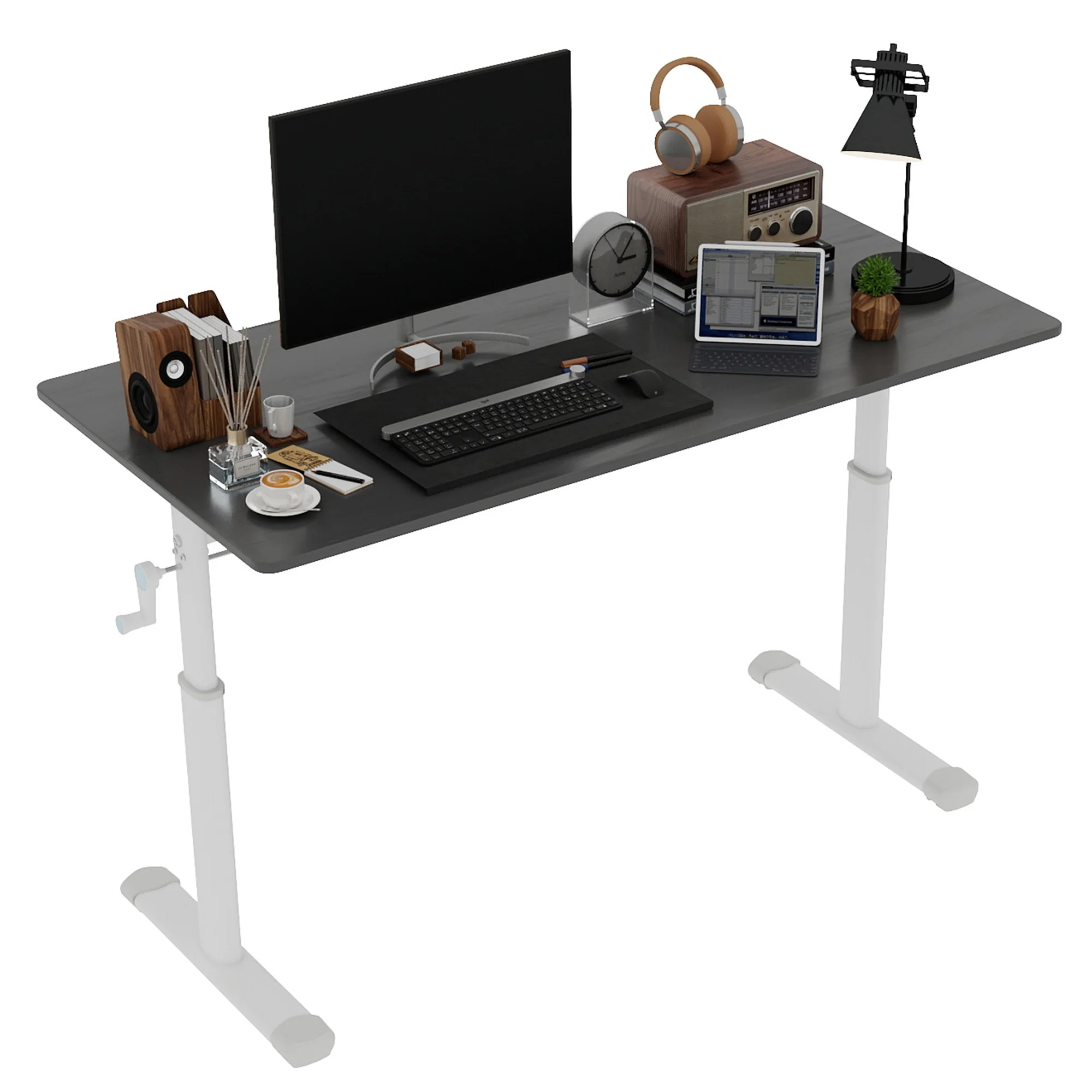 Bureau d'étude réglable en hauteur 60×120 cm, adapté aux enfants et aux adultes, design compact multifonctionnel, bureau d'ordinateur pour la maison et le bureau