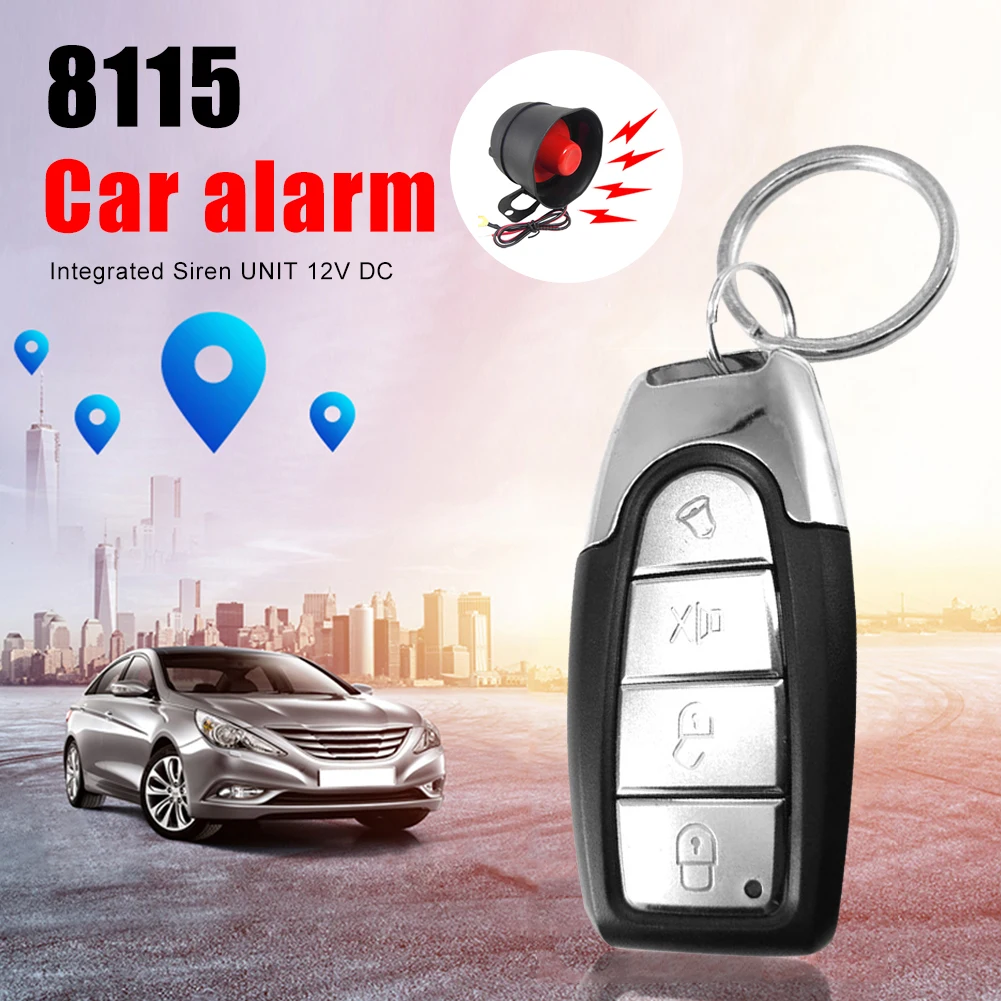 MASO Car Alarm Siren System - 125dB, 2 Remotes, 7-Level Sensitivity, 12V, Easy Non-Destructive Installation