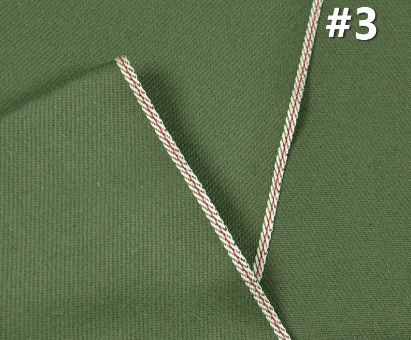 11 oz ArmyGreen Selvedge Denim Fabric Premium Selvage Jeans Cloth Manufacturers Denim Material Supplier W181318