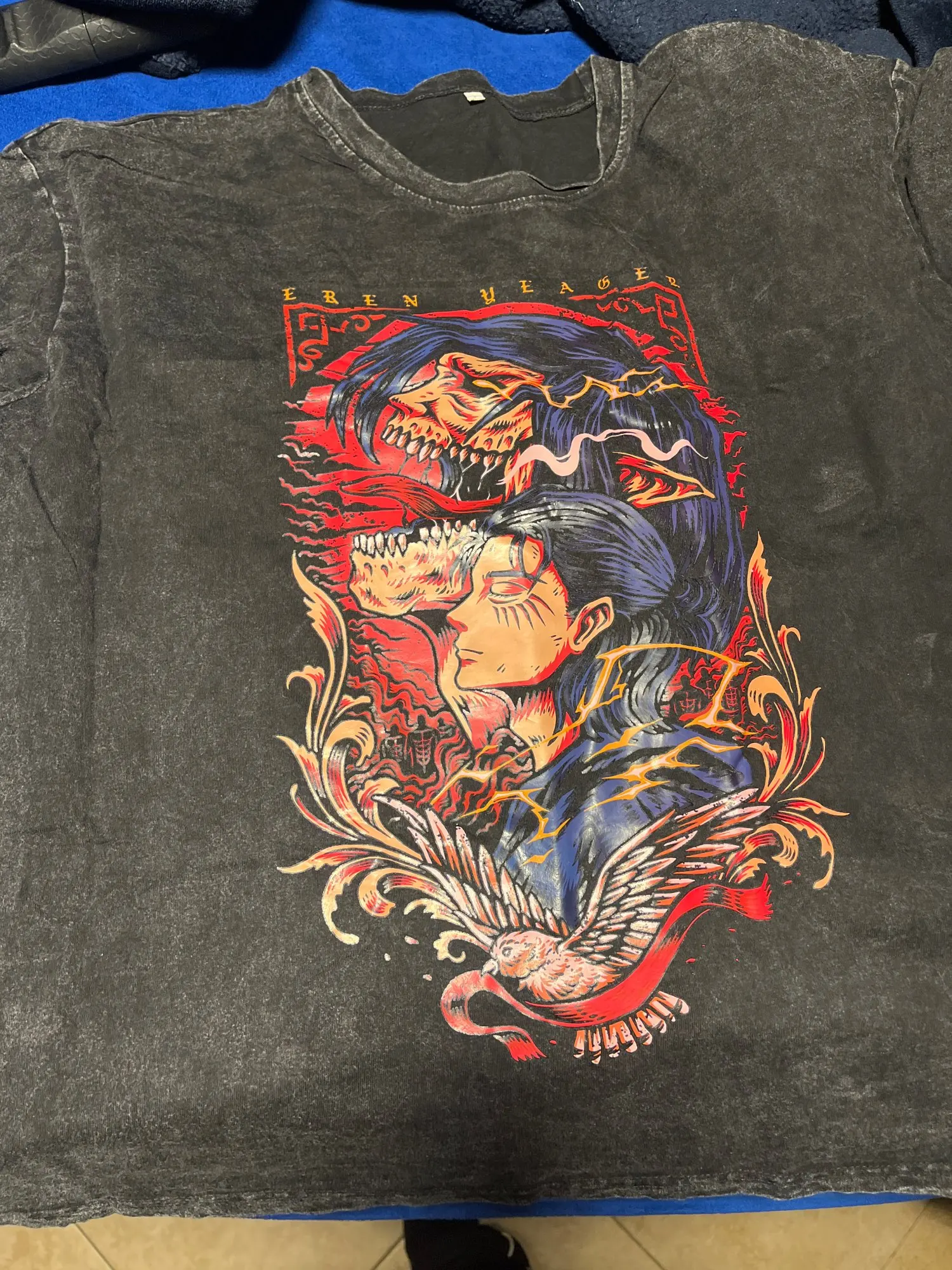 Vintage Anime T Shirt Washed Attack On Titan T Shirt Gym Pump Cover