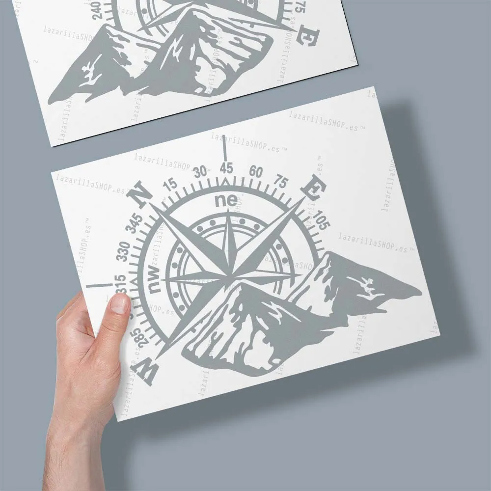 2X Wind Rose Compass 27Cm 2 Pcs Adesivo A Specchio Brujula Navigation Mountain Stickers Car 4X4 Offroad Valigie Fuoristrada Moto Camper Van Campervan 
