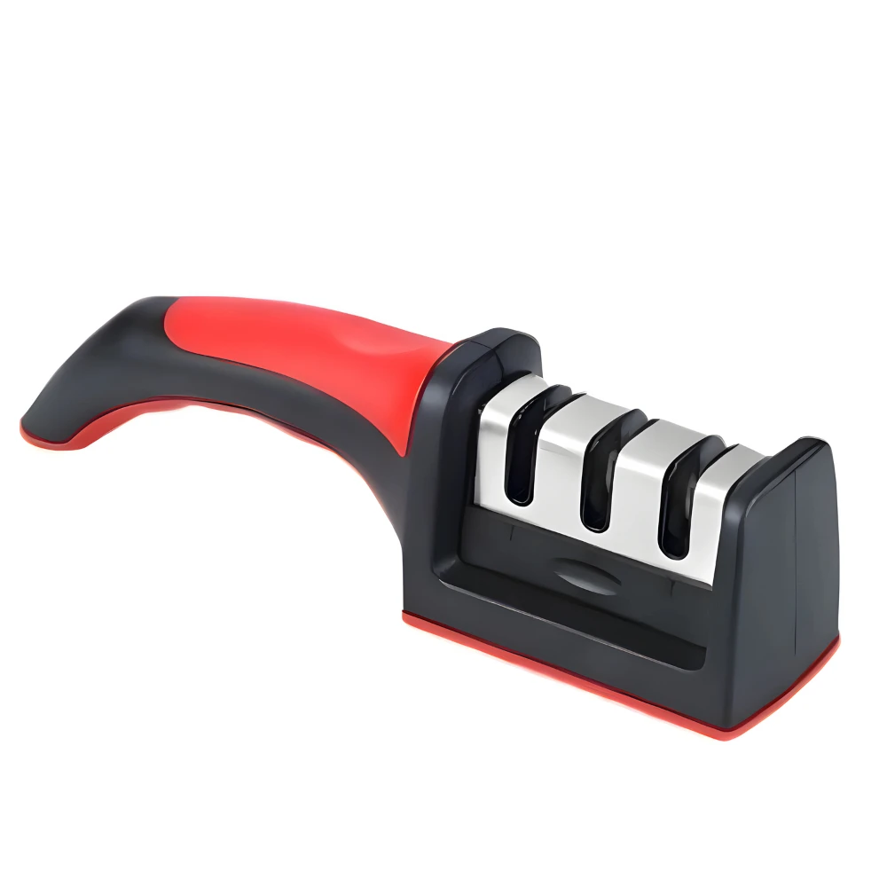 Amolador Afiador de Facas Para Cozinha em Inox Com 3 Afiadores Profissional 3