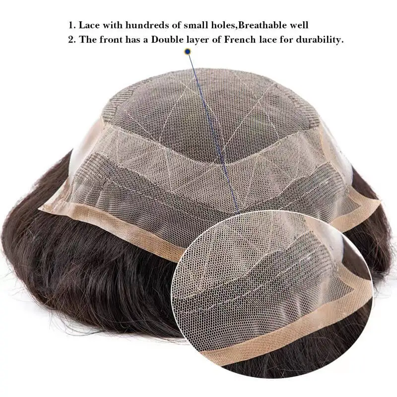 Male Hair Prosthesis Natural Human Hair Toupee Men&rsquo;s Wig 130% Density human hair toupee