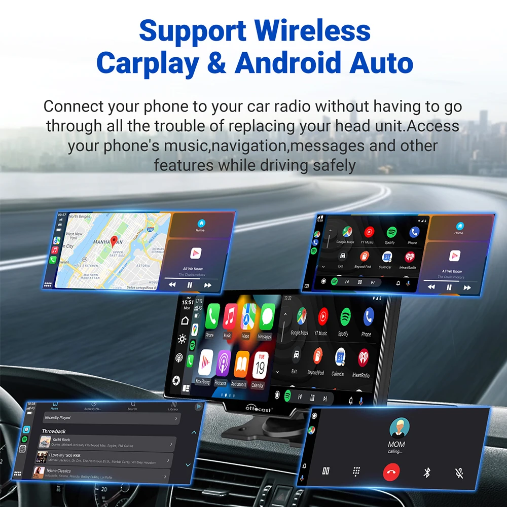 OTTOCAST Wireless CarPlay Adapter & Ottoscreen 7'' Portable Car Stereo