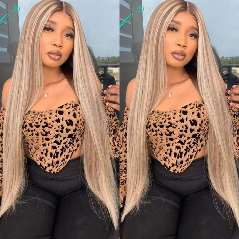 Bone Straight HD 30 36 Inch P18 613 Highlight Blonde 13x4 Lace Front Human Hair Wigs 13X6 Lace Frontal Remy Hair Wig Melodie