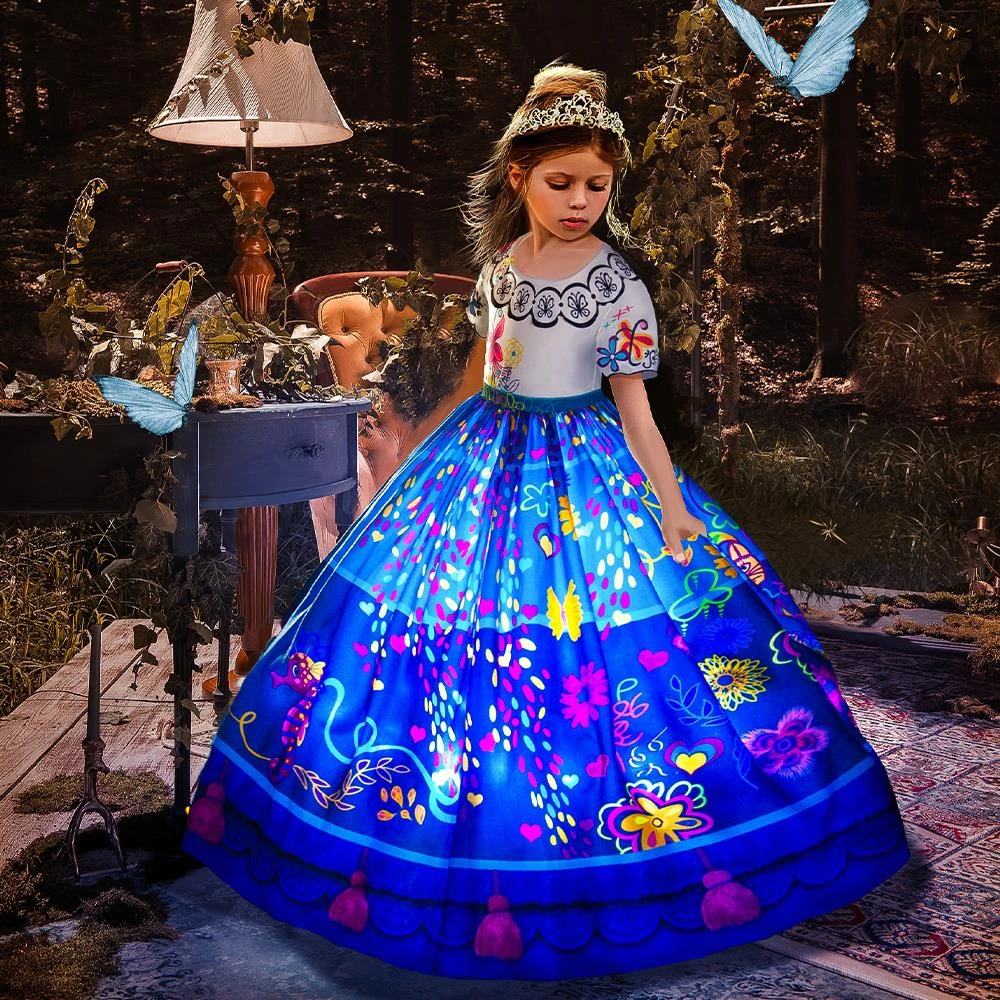 Uporpor Encanto Mirabel Princess LED Light Up Dress for Girls Cosplay