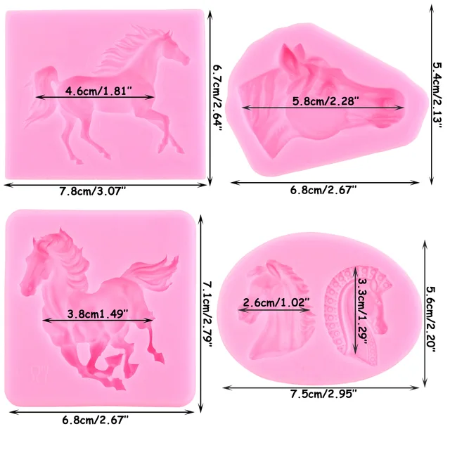 Ló Szilikon Penész Fej Fondant Penészek Torta Díszítő Szerszámok Cupcake Topper Polimer Agyag Cukorkaperdő Csokoládé - Image 2