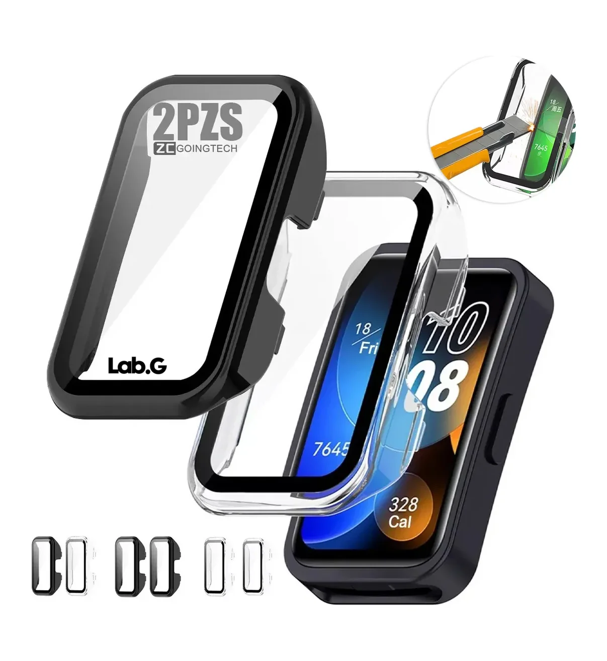 Protector Vidrio Templado Lab.G Para Huawei Band 10/9/8, 2pzs Negro