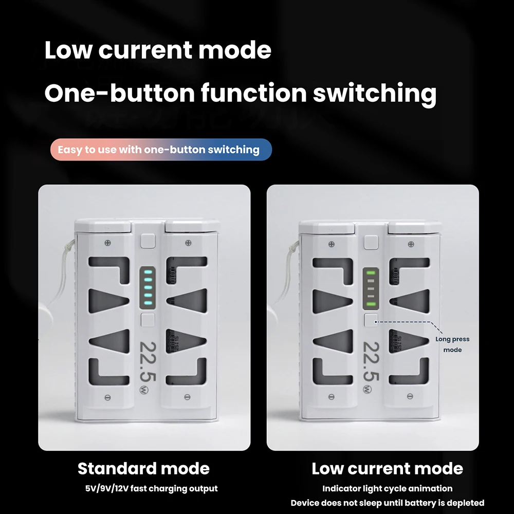2×21700 배터리 케이스, 22.5W 고속 충전 DIY 보조배터리 키트, 원클릭 배터리 교체 지원