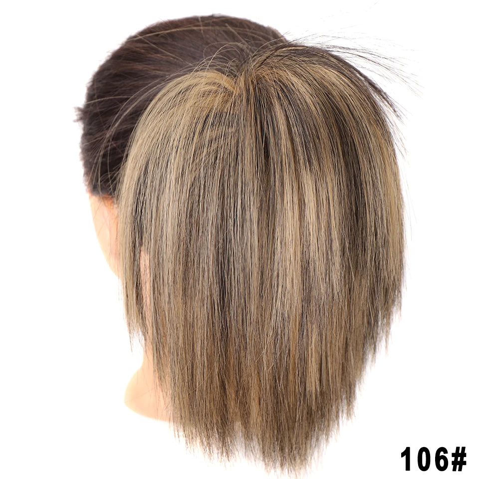 LUPU Synthetic High Elastic Rubber Band Messy Bun Fake Hair Straight Donut Scrunchie Chignon For Women Updo Hairpiece