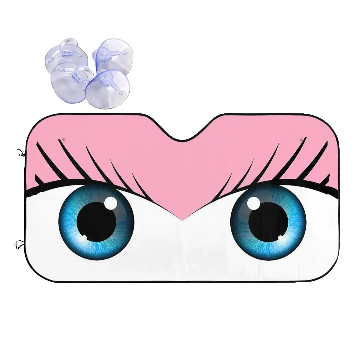 Pink Cute Eyes Sunshade Windscreen Cartoon Foldable Cover Front Block Window 70x130cm Car Window Windscreen Cover UV Protector