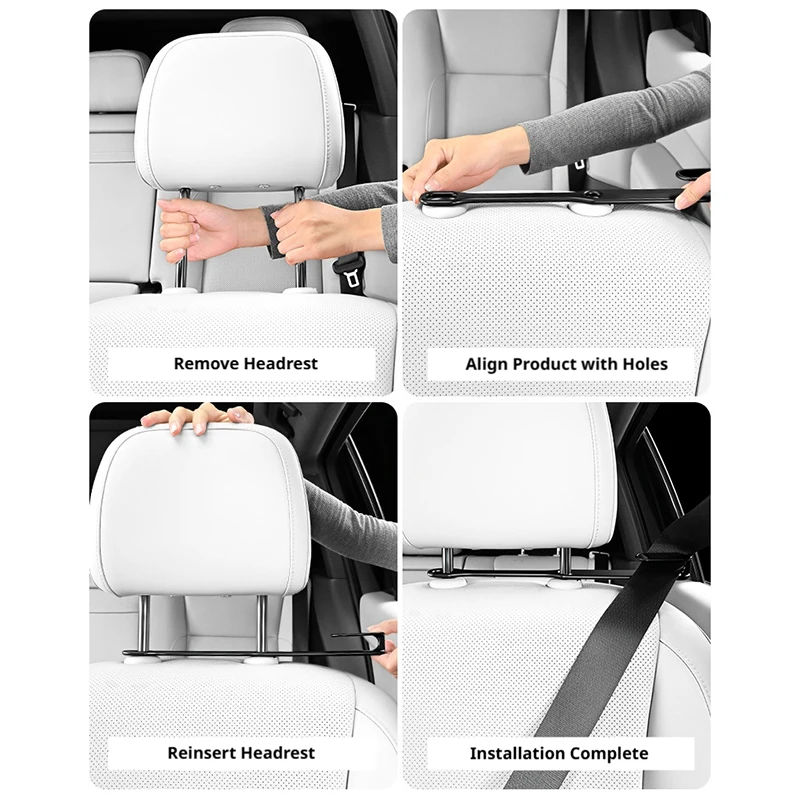SEAMETAL Car Seat Belt Holder Headrest Seat Belt Fastener Mount Backseat Seatbelt Guide Reduce Noise Relieve Shoulder Friction 5