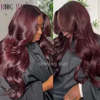 13X4 Wear And Go sans colle dentelle frontale perruque vague de corps couleur bordeaux 13X6 dentelle fermeture perruques de cheveux humains sans colle prêt à porter 5