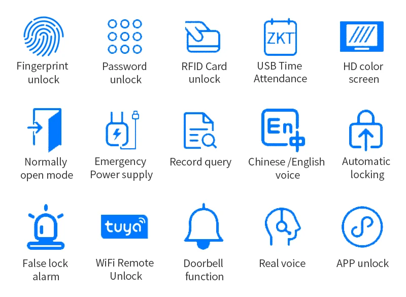 Tuya App Smart WIFI Lock Office Intelligent Fingerprint Digital Glass Door Lock