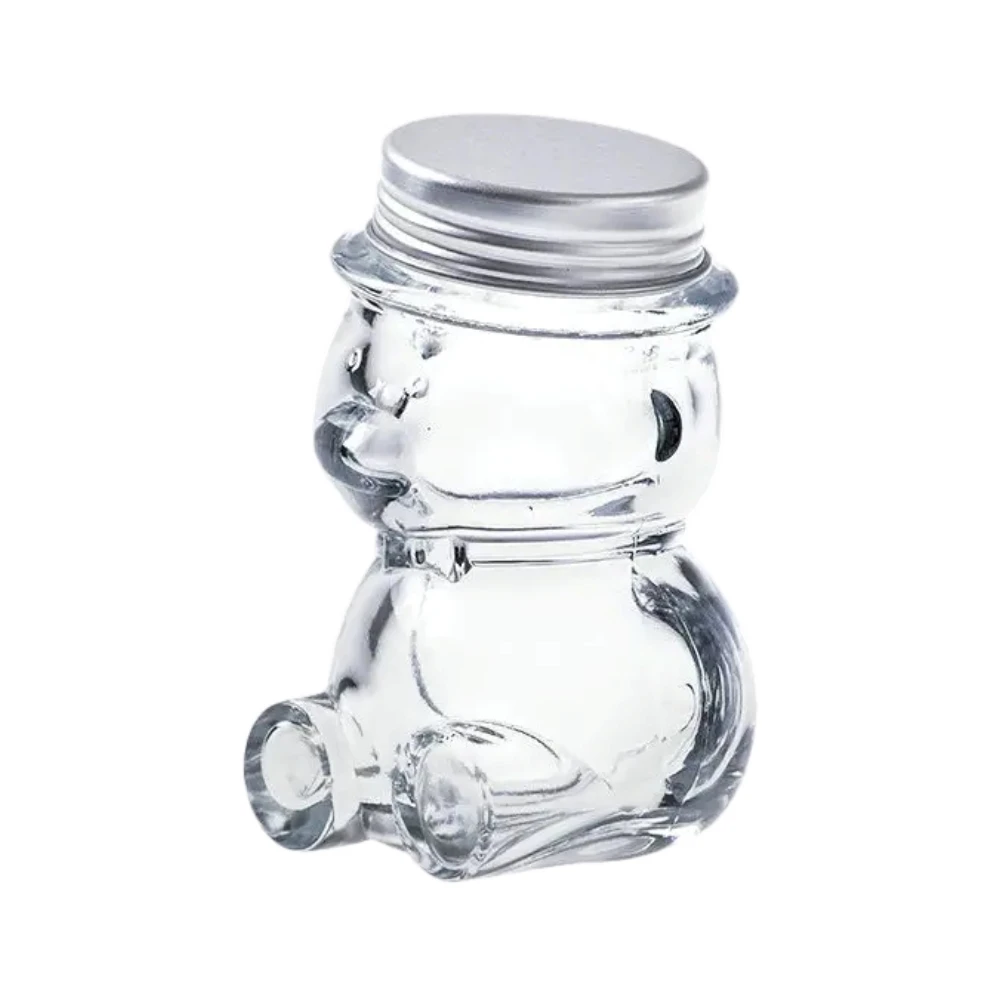 High Flint Glass Bear Jar with Metal Lug 100ml 180ml 250ml 300ml Bear Shaped Honey Jar MOQ1000 Custom Available Inbox Us 2