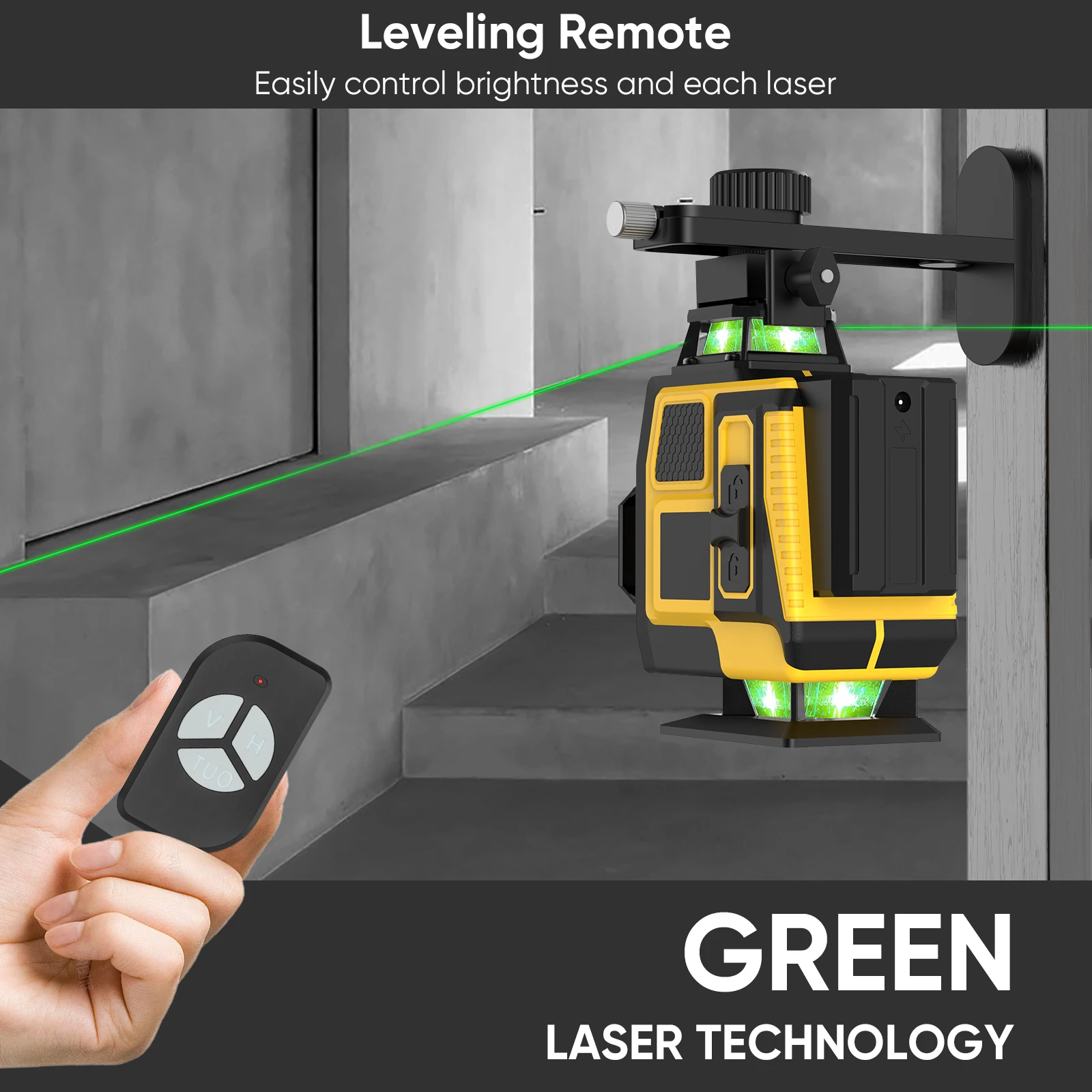 Professionelles Laser-Nivelliergerät 16 Linien 4D Grün Selbstnivellierend 360° ° Horizontales und Vertikales Laser-Nivelliergerät mit Stativ – Detail 9