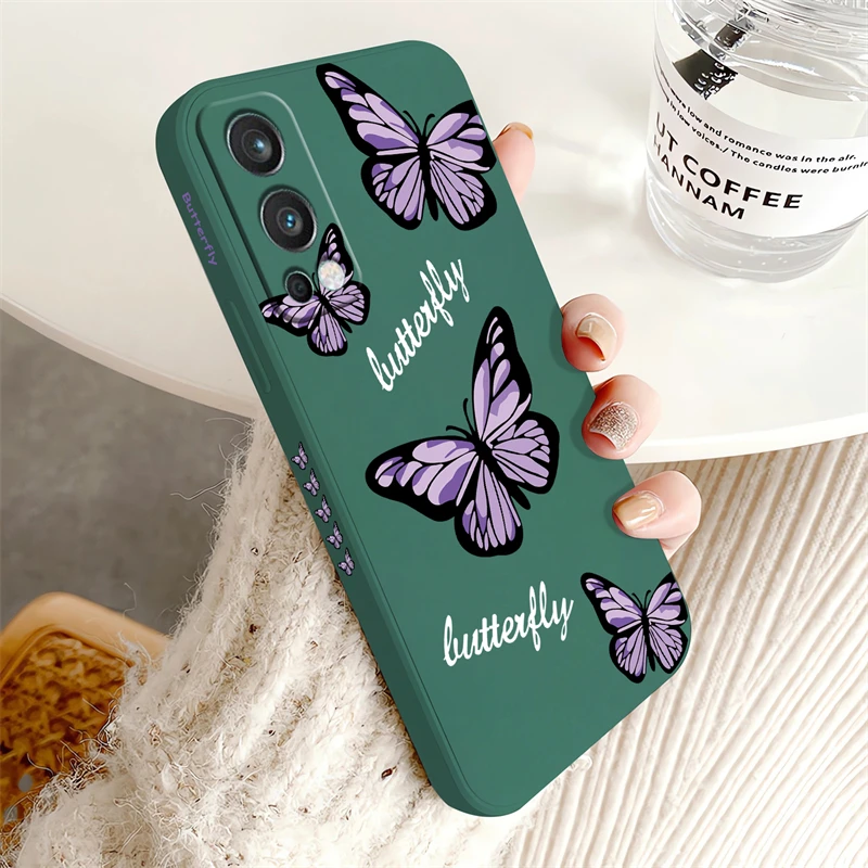 Purple Butterfly Flowers Pattern Shockproof Silicone Phone Case - Soft Protective Cover