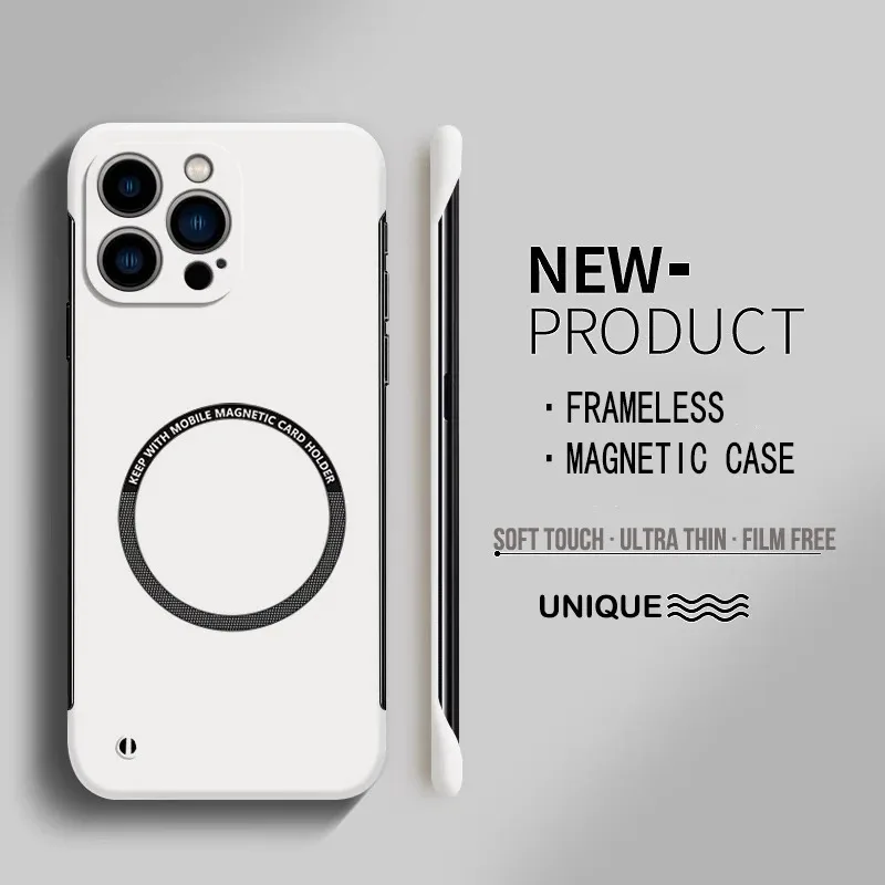 Frameless Matte Magnetic Wireless Charging Hard Case - Solid Color