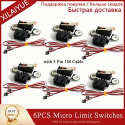 Free Shipping 6PCS Micro Limit Switches with 3 Pin 1M Cable for 3018-PROVer/3018-MX3/3018-PROVer Mach3.