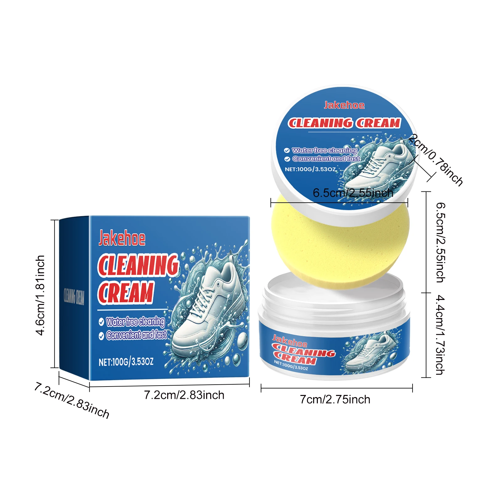 Jakehoe Sport Shoes Cleaning Cream Decontamination Remove Stubborn Stains Restore Whiteness Effective Water Free Cleaning Paste
