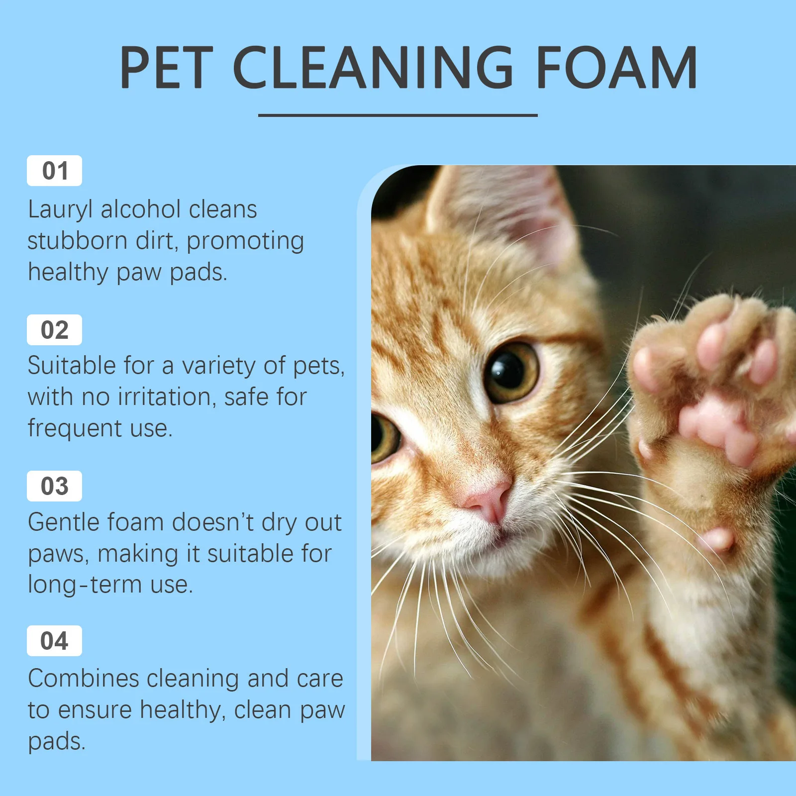 Yegbong 100ml Soothing Pet Paws Cleaning Foam Foot Wash Dog Cat Paw Dirt Odor Remover Moisturizing Nourishing Pet Paw Cleanser
