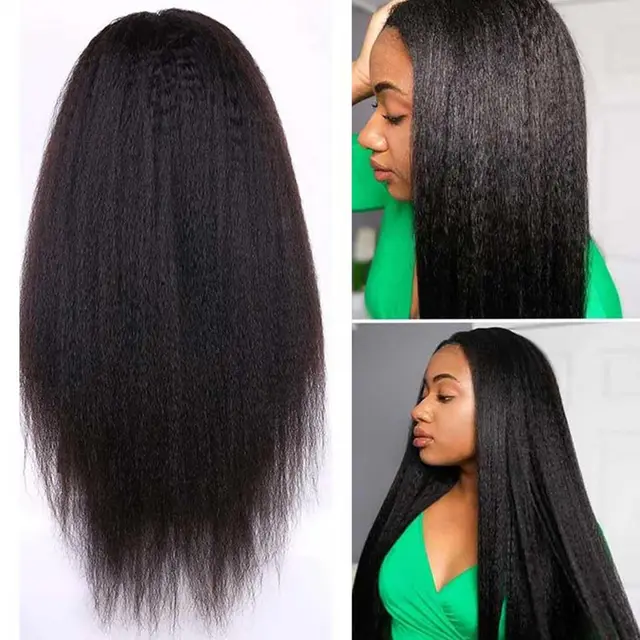 Kinky Straight Wear and Go Glueless Human Hair Wig Pre Plucked Pre Cut 4x4 Glueless Lace Front Wigs for Black Women Human Hair 5