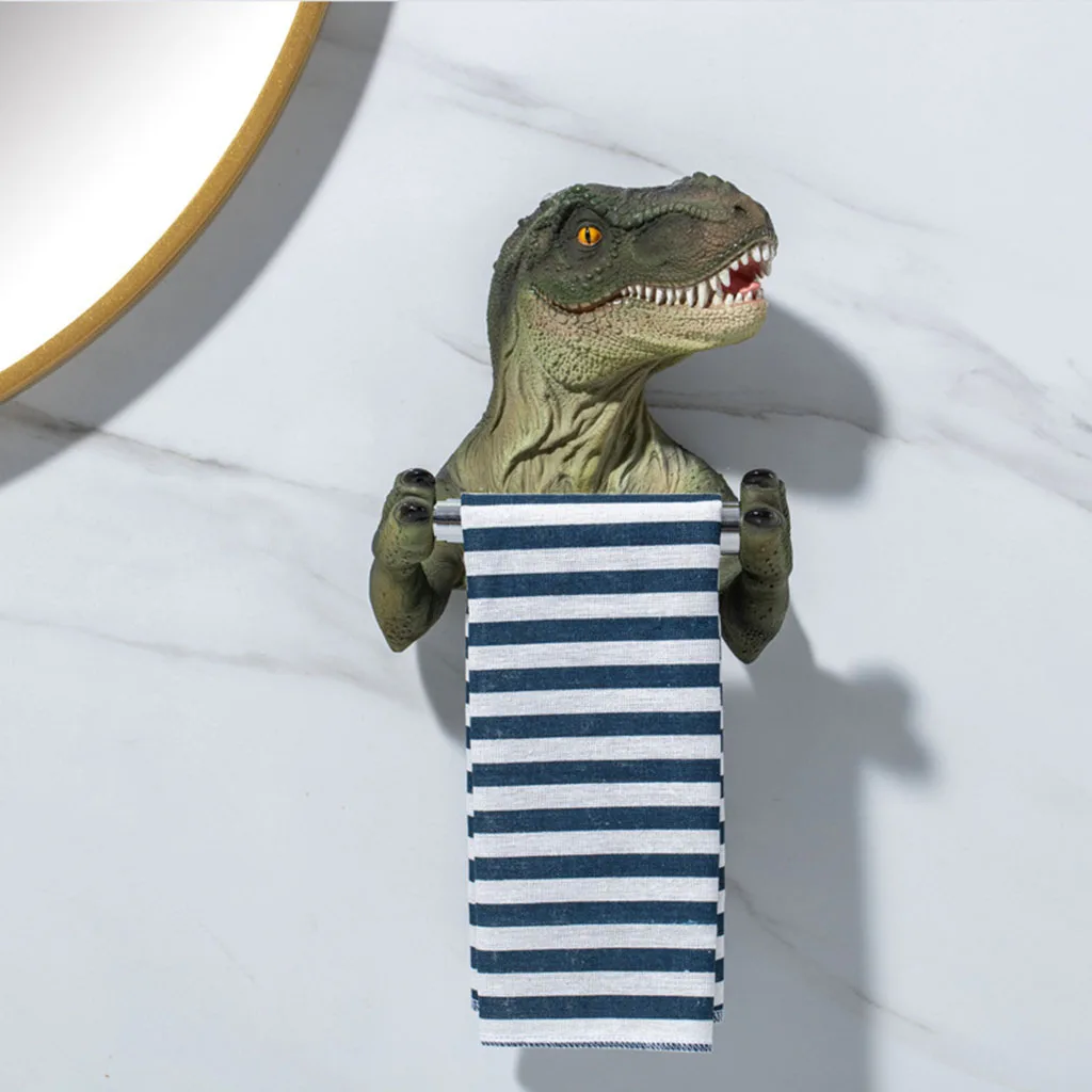 3D Dinosaur Holder Roll Paper Storage Rack paper towel holder toilet paper holder toilet paper rack toilet roll holder paper towel rack tissue holder For Bathroom Shower Room Wall Mounted Toilet Paper Holder Tissue Rack