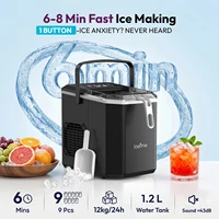Machine à glaçons LOEFME 1,2 L, 12 kg/24 h, pour la maison, 9 glaçons en 6 min, avec pelle professionnelle 2