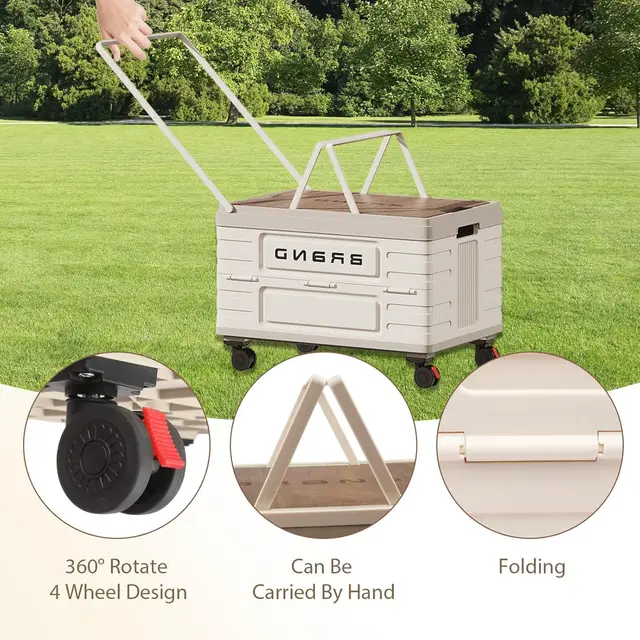 360° Rotating Foldable Storage Cart – Heavy-Duty Mobile Organizer with 4 Silent Wheels, Multi-Functional Storage