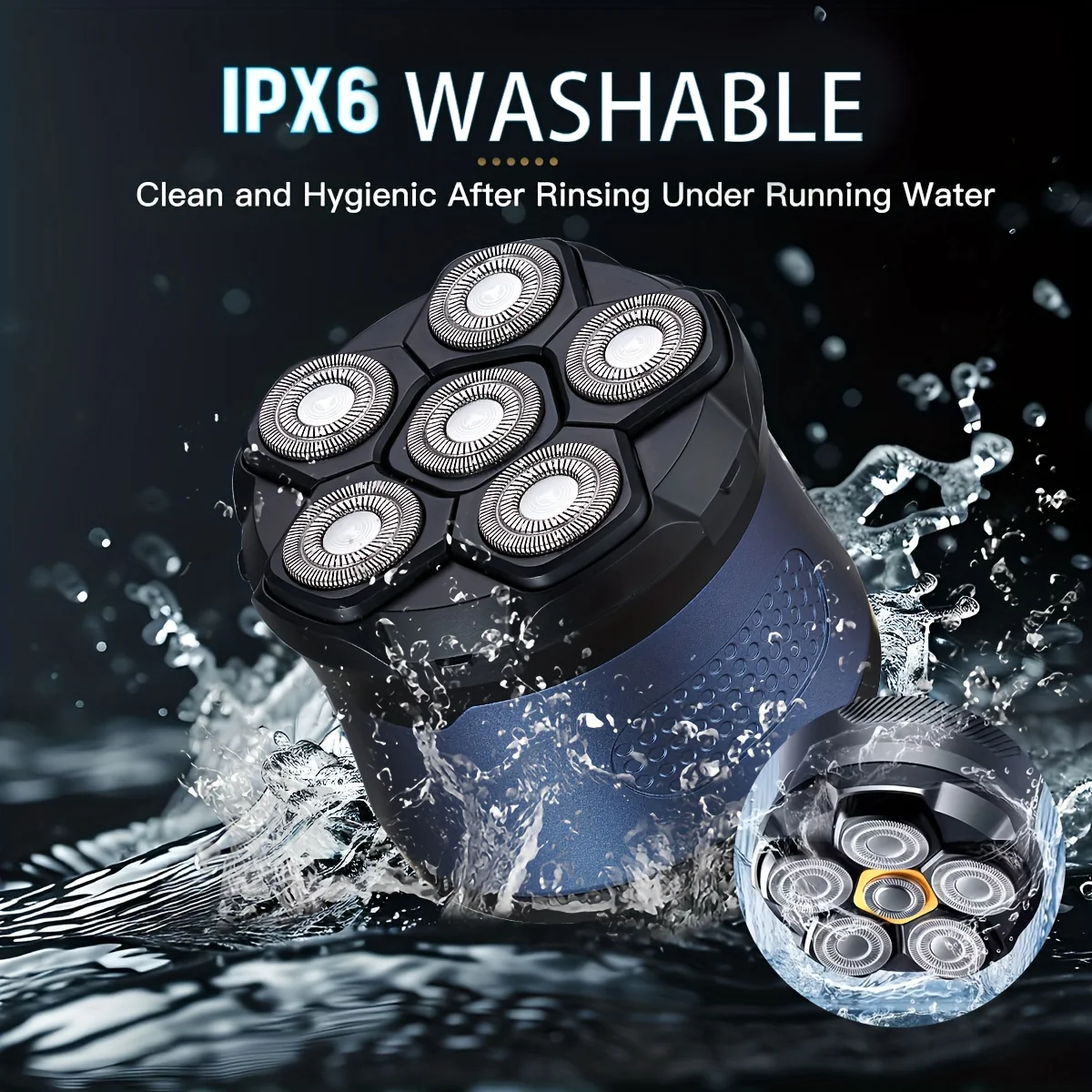 6D 회전식 면도기 |   충전식 대머리 면도기, 얼굴 수염 트리머, USB 충전, 리튬 배터리, 남성용 이상적인 그루밍 키트