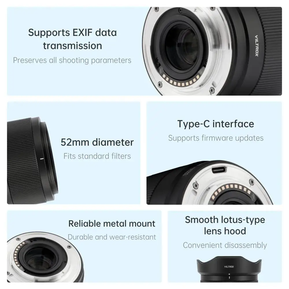 Viltrox 56mm F1.7 자동 초점 APS-C 경량 대구경 렌즈 (후지 X 마운트,  E 마운트, 니콘 Z 마운트용)