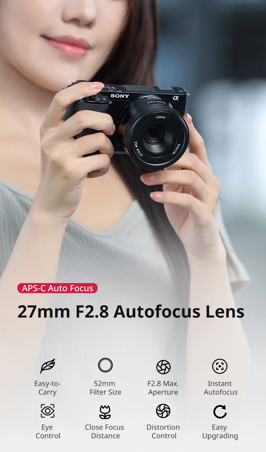 CL02 AF 27mm F2.8 APS-C Auto Focus Camera Lens For Sony E-Mount Mirrorless Camer